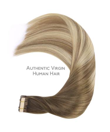 Buy If-alife Real Hair Tape Extensions - 20Pcs 50g 40cm Ombr Walnut Brown to Ash Brown & Blonde - Silky Straight Invisible Skin Weft | International Shipping Available - Buy Online on GoSupps.com