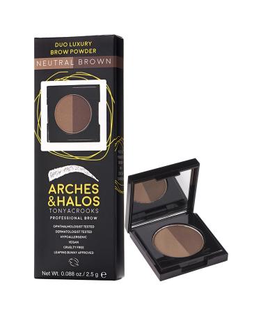 Arches & Halos Brow Shaping Set - Dual Ended Brush With Luxury Brow Powder In Neutral Brown - Define  Brush And Blend Brows - Easily Fill  Sculpt Full Eyebrows - Vegan  Cruelty Free Makeup - 2 Pc Neutral Brown 0.09 Ounce...
