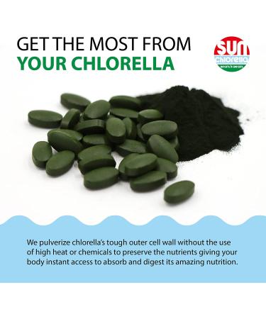 Sun Chlorella 500mg Superfood Supplement - Whole Body Wellness, Immune Defense, Gut Health - Energy Boost with Chlorophyll, B12, Iron, Protein - Non-GMO - 600 Tablets - Buy Online on GoSupps.com