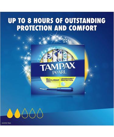 Tampax Pearl Plastic Tampons, Regular Absorbency, 96 Count - Unscented with Antigravity LeakGuard Braid - Buy Online on GoSupps.com