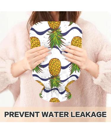 Mnsruu 2L Hot Water Bottle with Soft Cover - Pineapple & Waves Design | Perfect Gift for Women & Kids | Ideal for Christmas - Buy Online on GoSupps.com