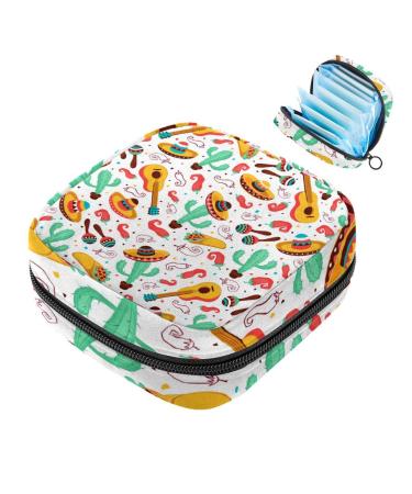 Women's binding-up bags guitars and cacti women's tampon bag tampon storage bags zip pockets menstrual tied bags multi06