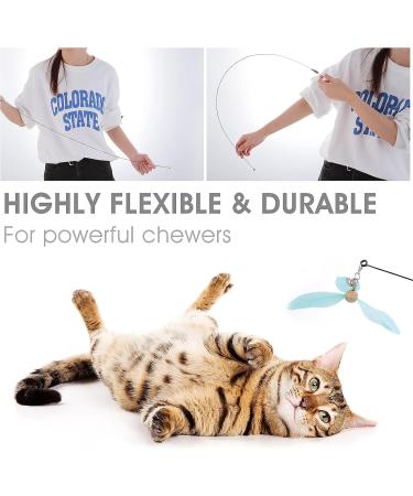 Cobee Interactive Cat Toys - Refillable Feather Propeller Rods with Bells | Perfect for Indoor Cats - Blue & Pink - Buy Online on GoSupps.com