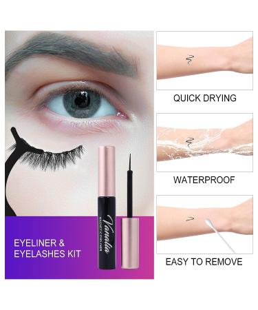 Vanalia Magnetic Eyelashes and Eyeliner Kit - 5D False Lashes, 5 Pairs with Tweezers - Easy to Wear, No Glue Needed - Pack of 1 - Buy Online on GoSupps.com