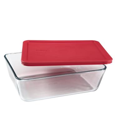 Pyrex Simply Store 11-Cup Rectangular Glass Food Storage Dish 11 Cup Red
