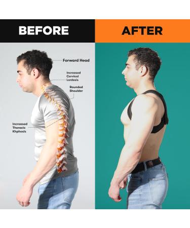 Upper Back Brace for Men Adjustable Posture Corrector for Pain Relief | Comfortable Back Support (M-XXL - Buy Online on GoSupps.com