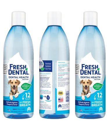 Naturel Promise Fresh Dental Water Additive  Dental Health Solution for Dogs  Easy to Use  Helps Clean Teeth  Freshens Breath Up to 12 Hours  No Brushing Required  18 fl oz Dental Formula 3 Pack