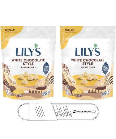 Lily's White Chocolate Style No Added Sugar Baking Chips Bag 7 oz (Pack of 2) Bundle With Snack Scout Measuring Spoon