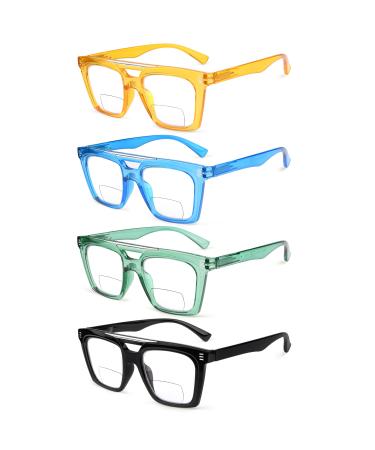 Eyekepper 4-pack Bifocal Reading Glasses for Women Small Lens Bi-focal Readers 4 Pack Clear Lens Mix Color 2.0 x