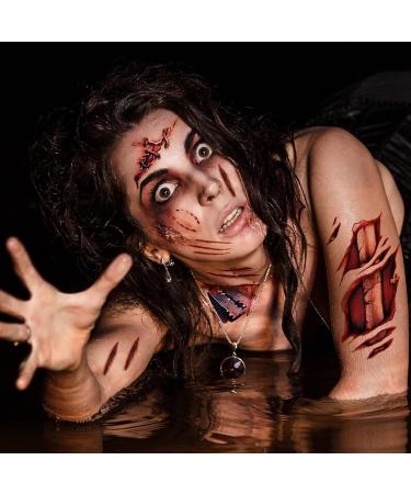 Halloween 3D Zombie Scar Face Tattoo Sticker - Waterproof Fake Bloody Wound for Cosplay, Party, and Pranks - Buy Online on GoSupps.com