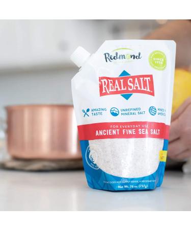 REDMOND Real Sea Salt - 26 oz Natural Unrefined Gluten Free Fine Salt - 1.62 lb Pouch - Buy Online on GoSupps.com