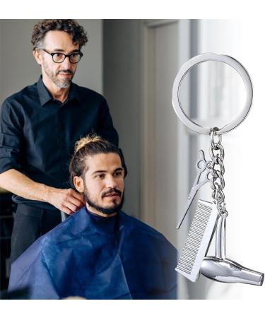 Hair Dryer Keyring | Cute Hairdresser Comb Scissors Hair Dryer Keychain Hairdresser Hair Stylist Jewelry Fashionable Pendant For Salon Graduation Jewelry Silver - Buy Online on GoSupps.com