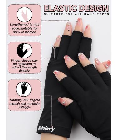 Kalolary Anti UV Gloves for Nail Lamp UPF50+ UV Protection Gloves for Manicure Nail Art Fingerless UV Shield Gloves for Women Girls Gel Manicures (Black) - Buy Online on GoSupps.com