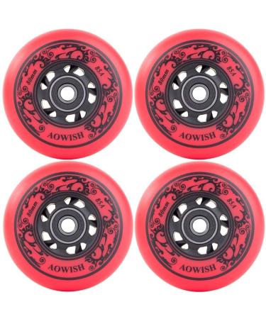 AOWISH 4-Pack Inline Skate Wheels Outdoor Asphalt Formula 85A Hockey Roller Blades Replacement Wheel with Bearings ABEC-9 and Floating Spacers Red 80mm