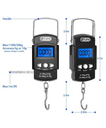 TyhoTech Fishing Scale 110lb/50kg Backlit LCD Screen, Portable Electronic Balance Digital Fish Hook Hanging Scale with Measuring Tape Ruler and Carry Bag - D Shape Buckle Included - Buy Online on GoSupps.com