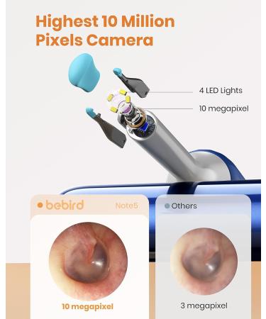 BEBIRD Note5 Ear Wax Removal Tool with 10 Megapixel Camera and 7pcs Ear Pick Set - Blue - Buy Online on GoSupps.com