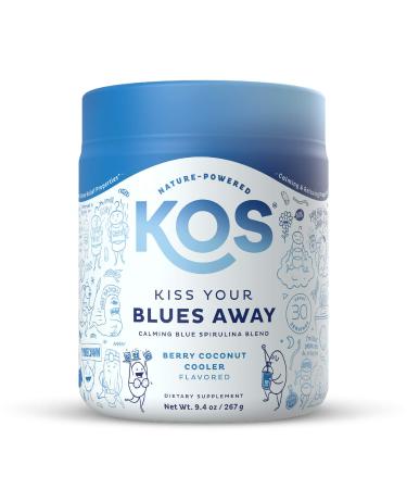 KOS Kiss Your Blues Away Calming Blue Spirulina Blend Berry Coconut Cooler 9.4 oz (267 g)