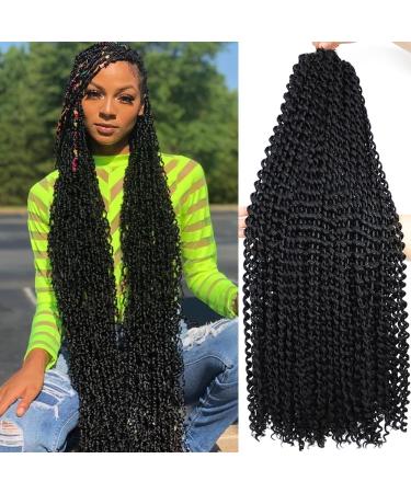 Passion Twist Hair 30 Inch: Freetress Water Wave Crochet Hair for Black Women-Long Bohemian Passion Twists Braiding Hair Extensions (8 Packs 1B) 30 Inch (Pack of 8) 1B