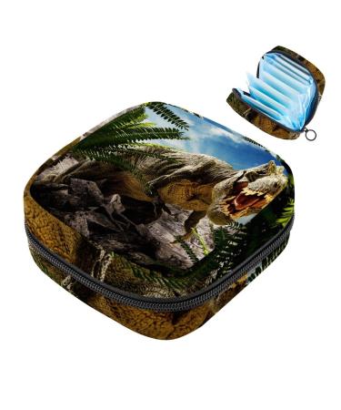 Menstruation pad bag with zipper women's napkin bag tampons collection bags for women and girls (dinosaurs Tyrannosaurus Groß)