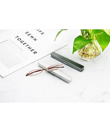 REAVEE Slim Pocket Reading Glasses - 2 Pack Spring Hinge Metal Frame Portable Readers with Pen Clip Case +1.0 - Ideal for Men & Women - Buy Online on GoSupps.com