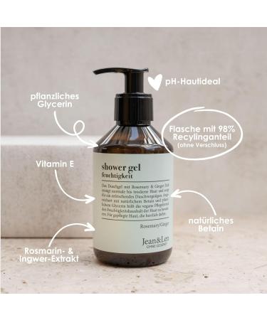 Jean & Len Rosemary & Ginger Shower Gel - 250ml | Moisturizing Shower Gel for Normal to Dry Skin - Buy Online on GoSupps.com