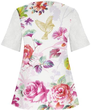 Women's Comfortable Lace Middle Long Sleeve Button Up V-Neck Hide Belly Tops Loose Bohemian Tunic Sexy Shirt Women's T-Shirt With Print Sports Shirt Women's Wide L Hot Pink - Buy Online on GoSupps.com