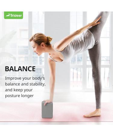 Trideer Yoga Blocks 2 Pack - Premium EVA Foam Blocks with Free Guide | Supportive & Lightweight Yoga Essentials - Odor Resistant | 9x6x3 Gray - Buy Online on GoSupps.com