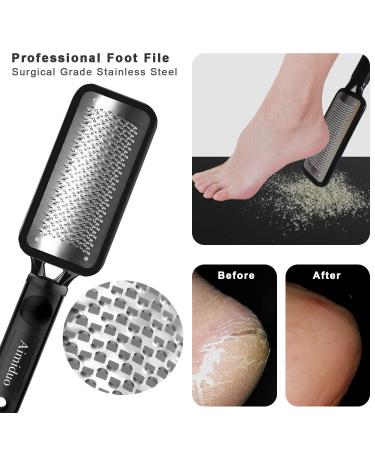 15pcs Foot Scrubber Pedicure Kit - Colossal Foot Rasp, Callus Remover Tool for Wet/Dry Feet - Surgical Grade Stainless Steel Files (Black) - Buy Online on GoSupps.com