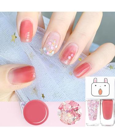 Nude Pink Nail Polish Pink Sparkles & Watermelon Red Jelly Gel Polish 2-in-1 Set Fast Drying and Long Lasting Pink Glitter Nail Varnish High Glossy Red Jelly Nail Polish Gift Set - Buy Online on GoSupps.com