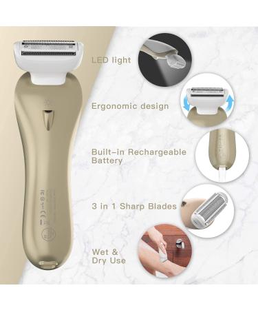 Electric Razor for Women - Cordless Bikini Trimmer & Body Hair Removal | IPX7 Waterproof Wet/Dry Shaver with LED Light - Buy Online on GoSupps.com