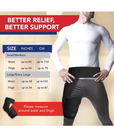 Doctor Developed Hip Support Brace -Piriformis Syndrome Sciatica Pain Relief Products - Thigh Compression Sleeve Hamstring Support -Hip Support For Women & Men W/ Doctor Handbook (L/XL Black Right) Black L/XL Right - Buy Online on GoSupps.com