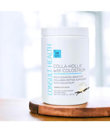 Consult Health Colla-Holla Vanilla Flavor Multi Sourced Collagen Verisol Protein Powder with Colostrum for Skin Elasticity Wrinkle Reduction Healthy Hair & Joint Support 8.36 oz - Buy Online on GoSupps.com