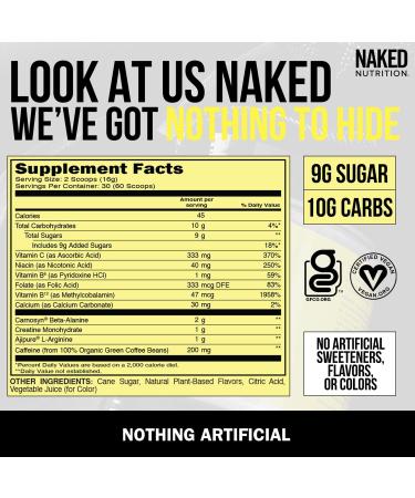 Naked Energy Fruit Punch Pre Workout Supplement - Vegan Friendly, No Added Sweeteners, Colors, or Flavors - 30 Servings - Buy Online on GoSupps.com
