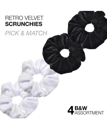 4-Piece Velvet Hair Tie Set for Updos & Ponytails | Black & White - Perfect for Women Girls & Children - Buy Online on GoSupps.com