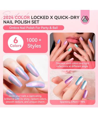 SAVILAND Ombre nail polish set of 6 pieces Magical pink blue gold purple ombre summer nail polish colors air drying plantbased nail polish with castor oil natural nail polish set - Buy Online on GoSupps.com