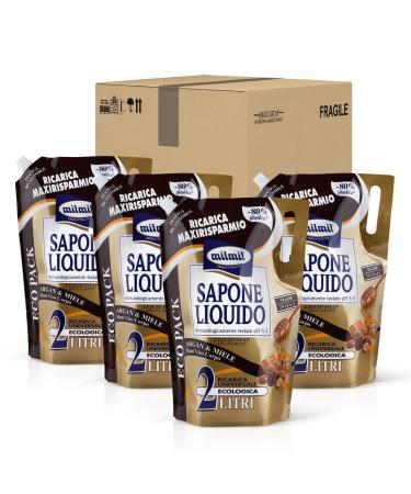 Milmil Milmil Liquid soap argan & honey fragrance Maxieconomio universal refill dermatologically tested pH 165-4 x 2000 ml