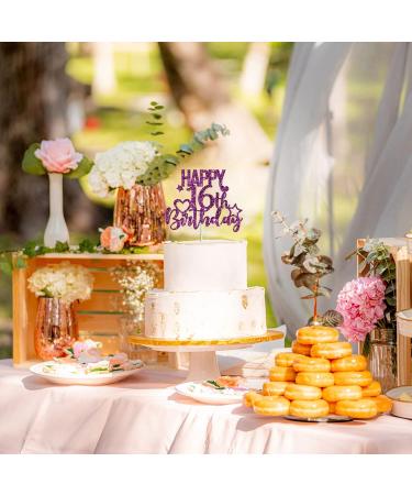 Tenhaisi Glitter Purple Happy 16th Birthday Cake Topper Funny 16th Birthday Cake Topper - Happy Sweet 16 Cake Picks for Girl - Cheers to 16 Years Birthday/Wedding Anniversary Party Supplies - Buy Online on GoSupps.com