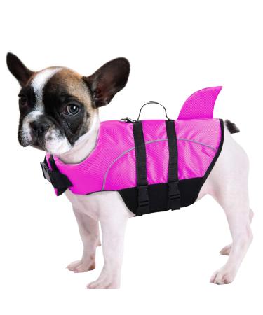 Queenmore dogs life jacket ripstop life jacket dog lifeguard vest for dogs Knuffelwuff swimming vests Medium Small large lifesaver with lifting handle for kayak swimming (fuchsia l) l fuchsia