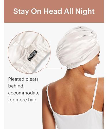 LilySilk 100% Mulberry Silk Sleep Cap | 19 Momme Silk Bonnet for Women | Ivory - Buy Online on GoSupps.com