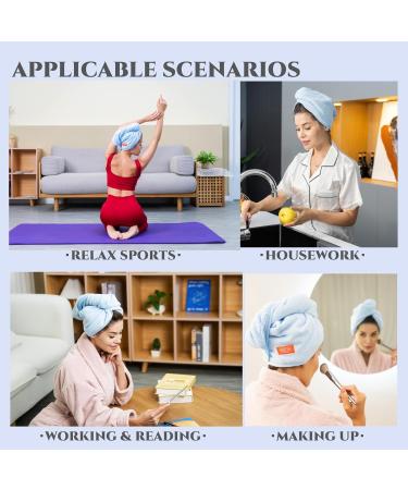 Ultra-Plush Microfiber Hair Towel Set for Women - 2 Pack Twist Turban Drying Cap in Purple Gray White & Peach - Perfect for Curly Long & Thick Hair - Buy Online on GoSupps.com