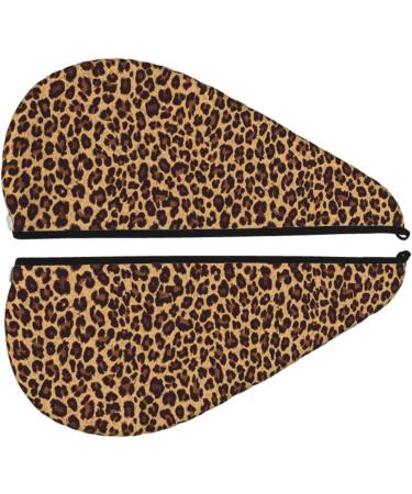 Leopard Print Hair Towel Wrap - Microfiber Absorbent Drying Cap for Curly Long Thick Hair - Buy Online on GoSupps.com