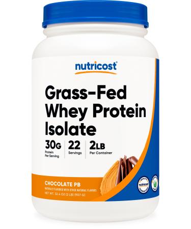 Nutricost Grass-Fed Whey Protein Isolate (Chocolate Peanut Butter) 2LBS - Non-GMO Gluten Free Natural Flavors