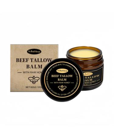 AFCRYIYE Natural Whipped Tallow Cream with Honey & Butter Moisturizer for Face & Body Nourishing Beef Tallow Balm for Dry Skin Ultra-Hydrating Smoothing Skin Care Cream 60g/2.12oz