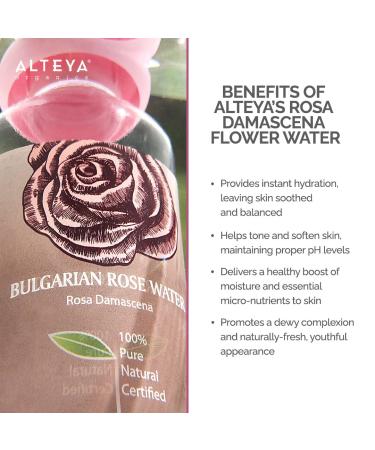 Alteya Organics Rose Water Facial Toner 17 Fl Oz - Bulgarian Rosa Damascena Flower Water - Moisturizing Award-Winning Formula - BPA-Free Bottle - 1 Pack - Buy Online on GoSupps.com