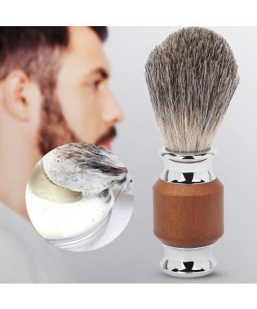 Professional Men's Beard Shaving Brush | Rubber Wood Handle | Facial Cleaning & Hair Shaving Tool - Perfect for Salons & Home Use - Buy Online on GoSupps.com