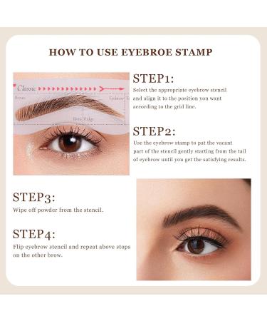 Eyebrow Stamp Stencil Kit - One Step Brow Trio with 10 Reusable Stencils - Light Brown Eyebrow Powder for Perfect Brows | International Shipping Available - Buy Online on GoSupps.com