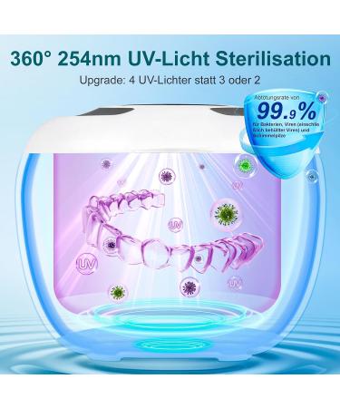  TechKen Techken Ultrasonic Cleaning Device with Timer and 4 UV Lamps 45000Hz 200ml Toothbrush Head Cleaner Denture Cleaner Retention Aligners Dentures Jewelry - Buy Online on GoSupps.com