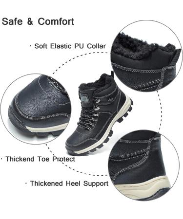 AMIDEWA Men's Snow Ankle Boots - Fur Lined, Anti-Slip, Warm Outdoor Work Shoes (Size 11, Black) - Buy Online on GoSupps.com