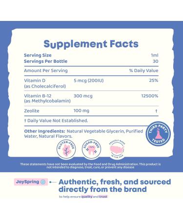 JoySpring LingoLeap Liquid Kids Formula with Zeolite Clinoptilolite Methylated B12 & Vitamin D3 | Gentle Daily Support for Kids Wellness | Ages 3+ | (1fl oz) 30 Servings - Buy Online on GoSupps.com