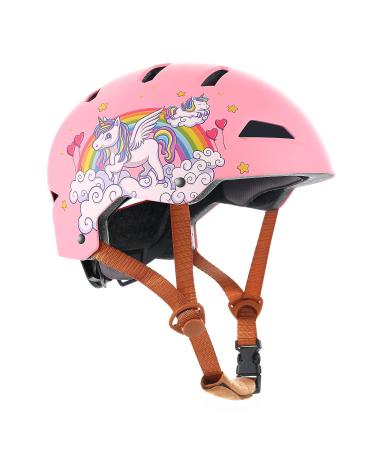 WHALEZON Kids Toddler Bike Helmet Ages 3-5-8-14 Youth and Adults, Dual-Certified CPSC and ASTM Skateboard Bicycle Scooter Cycling BMX Skate Helmets for Boys Girls Men and Women 2 Unicorns Pink Small: 48-54cm/ 19''-21.25''